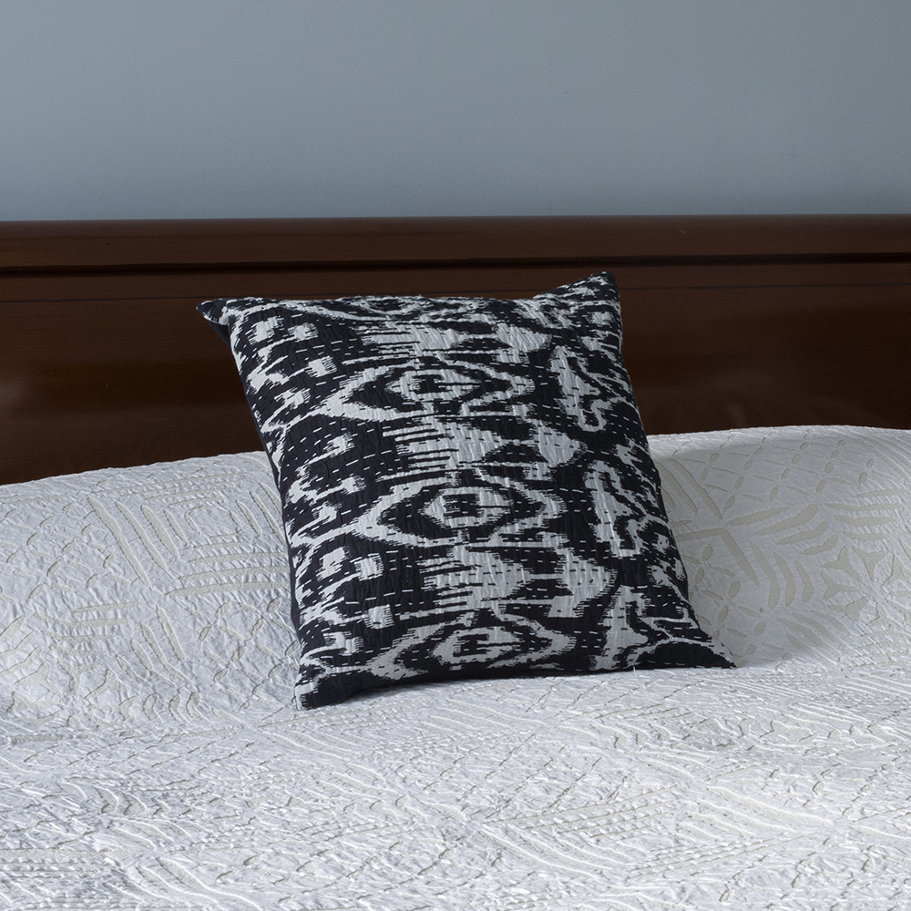 Black and white clearance ikat pillow