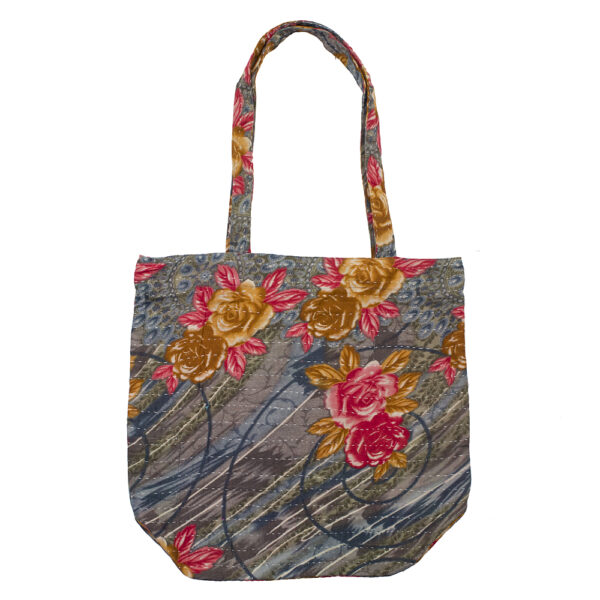 Carry Bag - Vintage Kantha - Coral and Ochre Flower design - Camilla ...