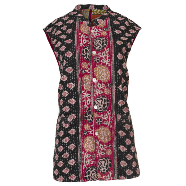 Kantha Waistcoat - Red and Off White 