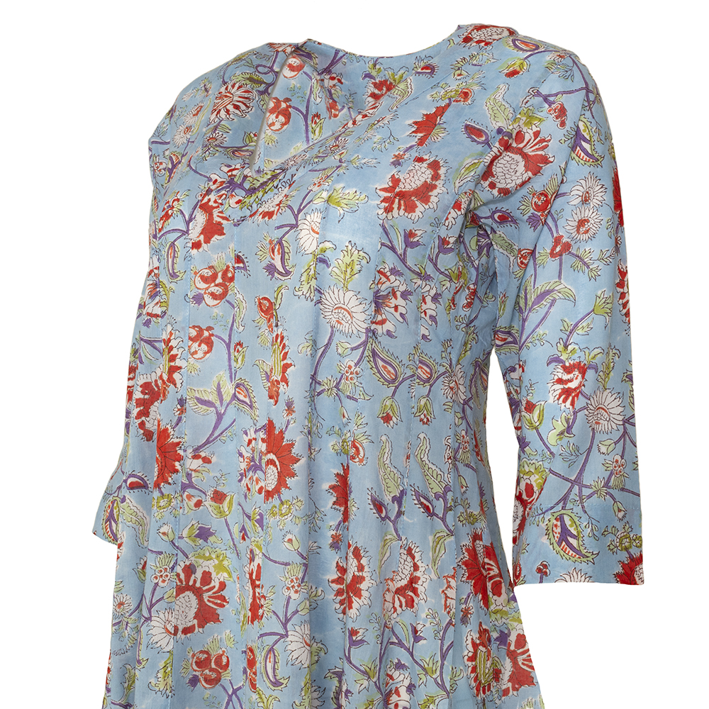Sattyam Dress - Pale Blue with Red Coral Flowers - Was £110 - Camilla ...
