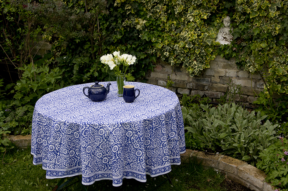 Block Printed Cotton Tablecloth Round, Circular Table Cloths Uk
